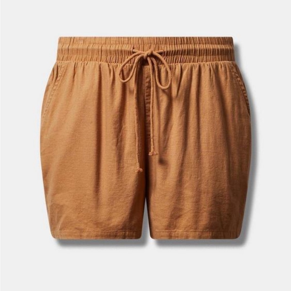 NWT 5 Inch Pull On Stretch Linen Mid-Rise Shorts Biscuit Color